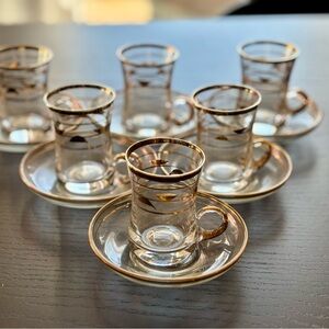 Elegant Gold Rimmed Glass Tea Cup Set